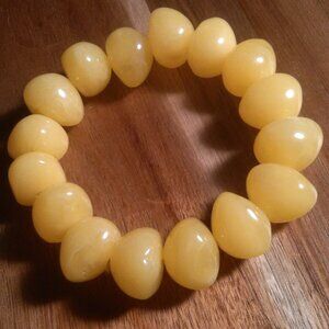 Golden Color Lab Created Light Amber Nuggets Stretch Bracelet